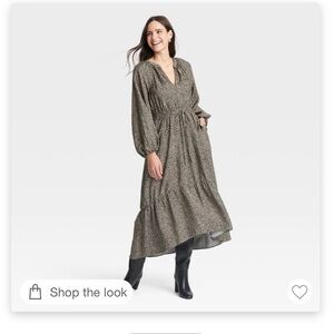 Women's Balloon Long Sleeve Tiered Midi Dress